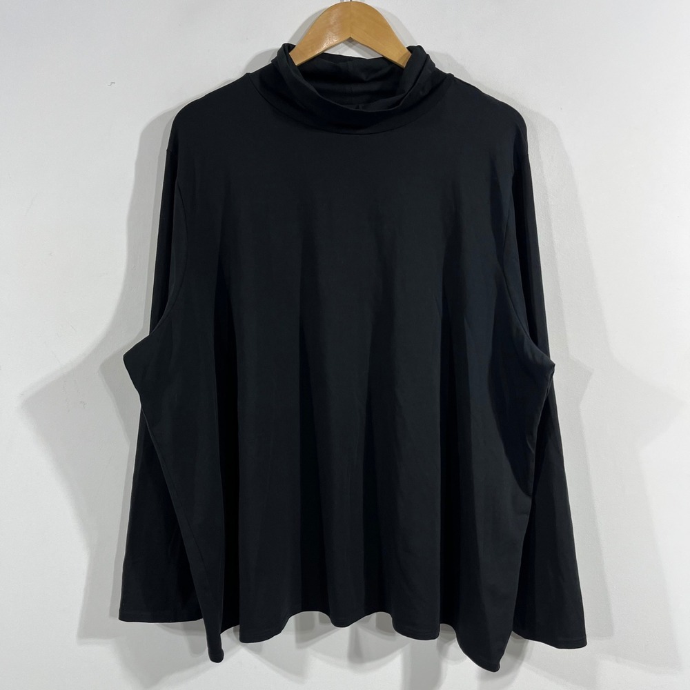 Pure Jill Relaxed Turtleneck Black Pima Cotton Top 3X Capsule Minimalist Mature
